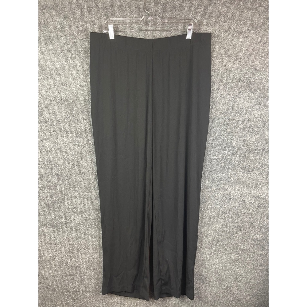 Chico's Easywear Pants Women Size 3 Black Excellent Wide Leg Elastic Waist